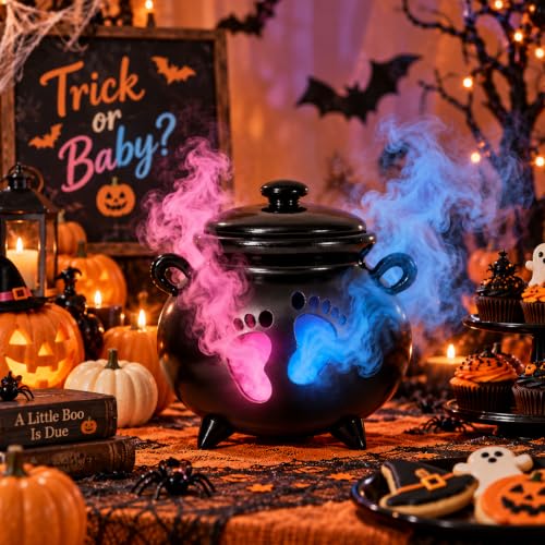 Halloween Gender Reveal Cauldron Centerpiece - Spooky Baby Shower Decor