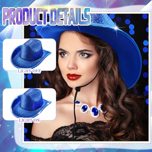 LED Cowboy Hat Set - 10 Flashing Western Hats for Party & Role Play