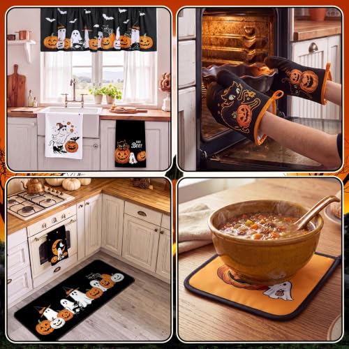 Halloween Kitchen Decor Set with Ghost Pumpkin - 16 Pieces, Festive Home & Kitchen Decorations