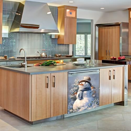 Christmas Snowman Magnetic Dishwasher Cover 23x26 Inches - Kitchen Decor
