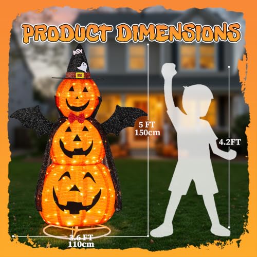 Halloween Yard Decoration 5FT 3-Tier Pumpkin Fabric with Cape & Wings - Variation of THIS listing