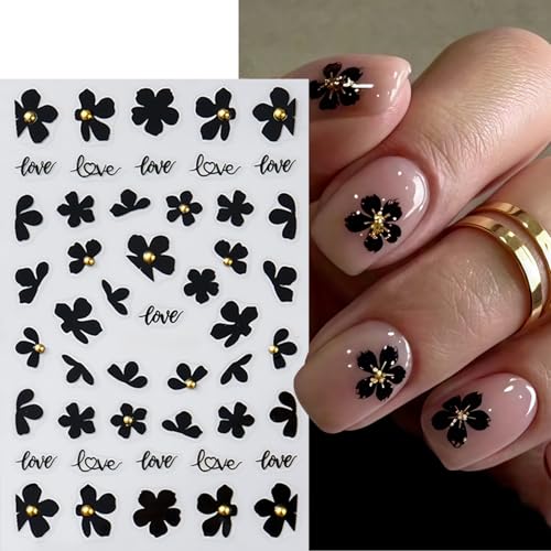 Halloween Nail Art Stickers - Rhinestone Spider Web & Flower Designs - 6 Sheets for DIY Manicure