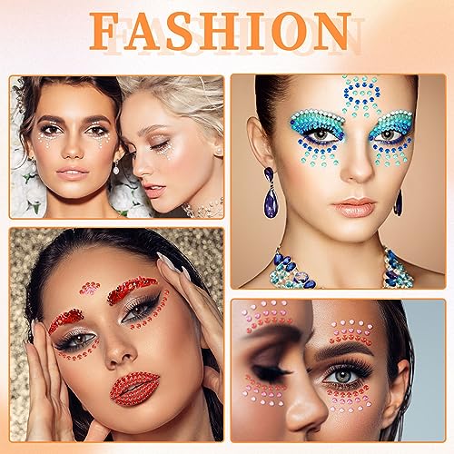 Self-Adhesive Face Gems Set - 2700pcs Bright Rhinestones for Makeup & Crafts