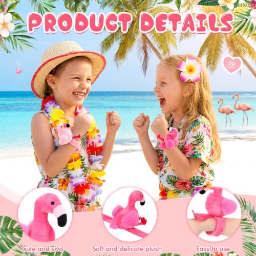 Light Flamingo Party Favors Slap Bracelets - Pack of 8 Plush Animal Gifts