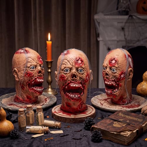 Halloween Zombie Head Props Set - Basic 10 x 12.8 Inches, 3 Pieces