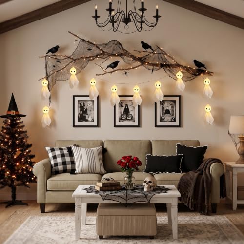Halloween Ghost String Lights - Battery-Operated Mantel & Window Decor