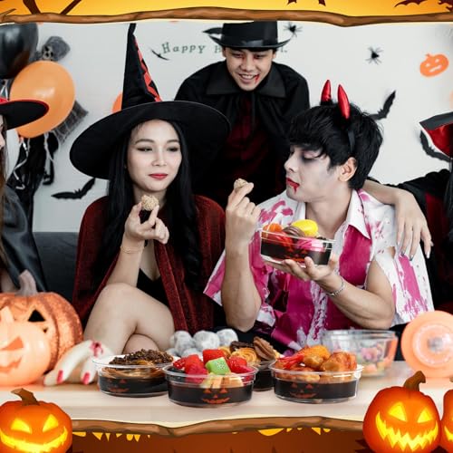 Halloween Candy Bowls Set - 50 Clear Plastic Pumpkin & Ghost Snack Containers