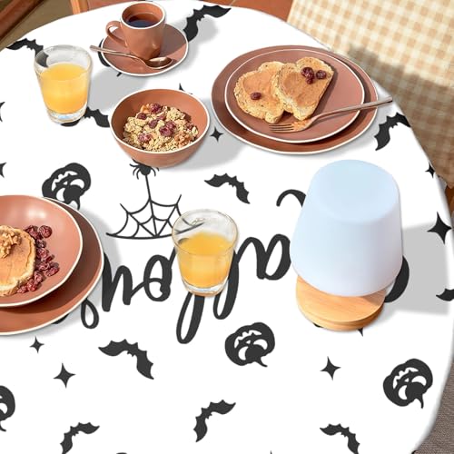 Halloween Pumpkin Bat Round Tablecloth 60 Inch Fall Thanksgiving Decor