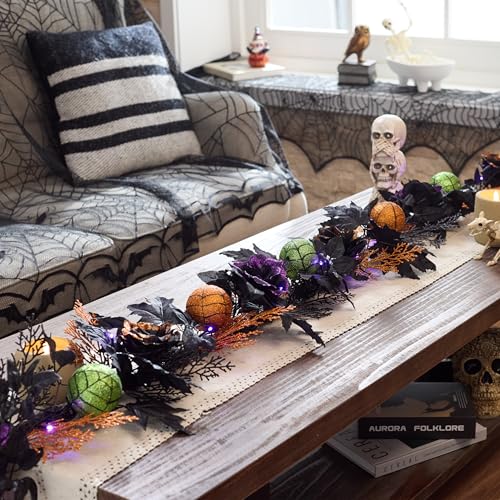 Pre-Lit Halloween Garland for Mantle & Party Decorations - 6ft