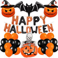 Halloween Balloons Banner Set with Bat and Pumpkin - Variation B