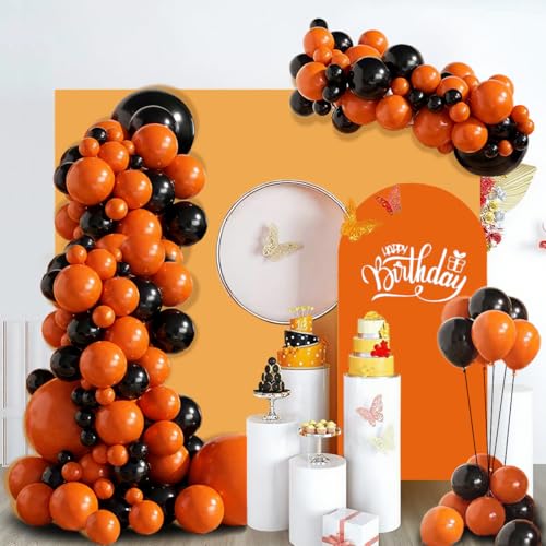 Black Orange Balloon Arch Kit - 134pcs Back to School Halloween Decoration