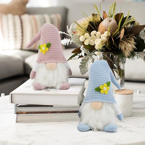 2PC Easter Gnome Decorations with Lights - Handmade Spring Home Decor Gifts