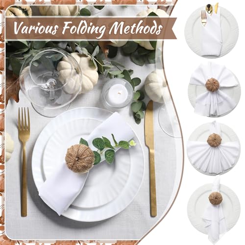 Remerry Fall Thanksgiving Napkin Rings Set of 24 Pumpkin Holders with Burlap & Cloth Variation of Natural Color