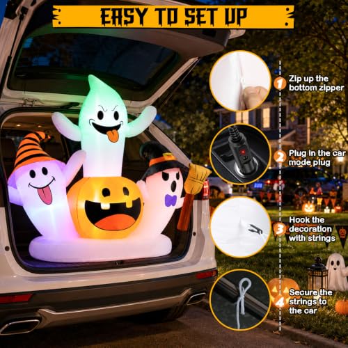 Inflatable Ghost Car Decoration Kit for Halloween Trunk or Treat Outdoor Display