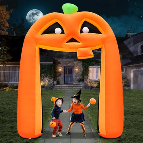 Halloween Pumpkin Inflatable Archway - 10FT Outdoor Spooky Yard Decor with LEDs - Pumpkin Arch Variation