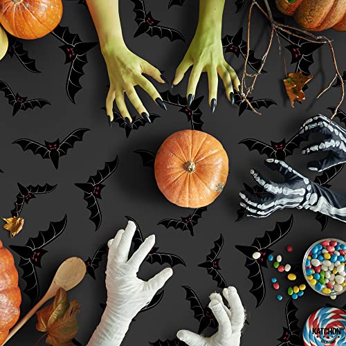 KatchOn Bat Halloween Plastic Tablecloth 54x90 Inch Pack of 3 - Black