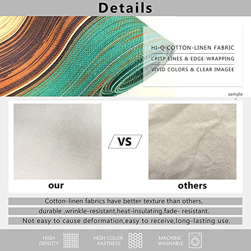 ArtSocket Geometric Yellow Linen Table Runner & Placemats Set of 6 - Abstract Modern Dining Decor