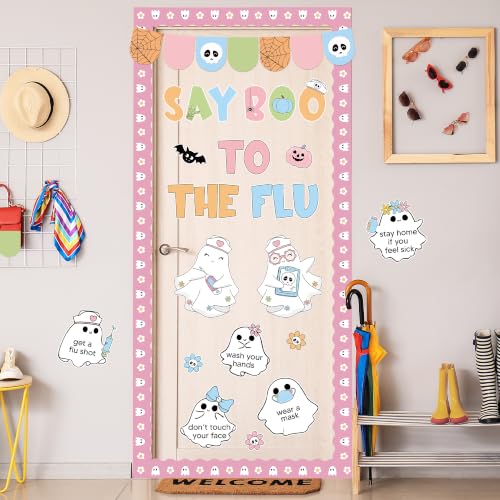 Halloween Classroom Bulletin Board Set with Ghost and Flu Awareness Decor