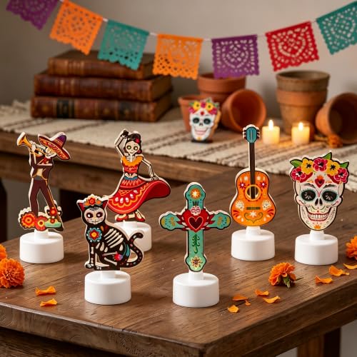 Day of the Dead Tabletop Decorations - 12 Pieces, Vibrant Sugar Skull Design - Variation of THIS Listing