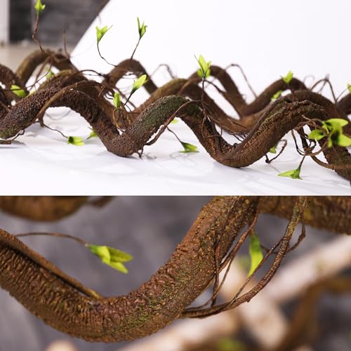 63-Inch Realistic Ivy Wood Vine Garland with Leaf Wall Hanging Decor