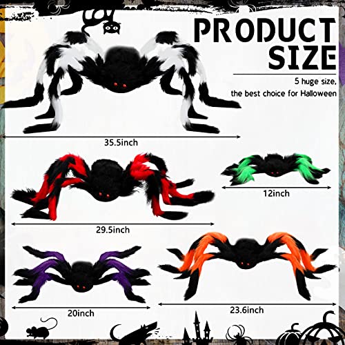 Giant Halloween Spider Decorations Set with Red Eyes Indoor Outdoor Scary Decor