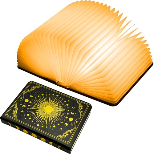 Foldable Book Lamp with 7 Color LED Night Light Leather Cover USB Rechargeable Home Decor Gift