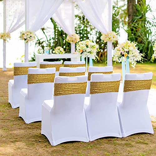 Green Stretch Sequin Chair Sashes Pack of 50 for Weddings & Events