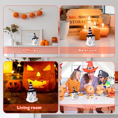 Halloween Crochet Ghost Decor with Witch Hat - Party Favor & Table Ornament