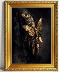 Dark Academia Gothic Wall Art - Moths Lace Hand with Gold Frame 16x12in - Victorian Moody Artwork for Bedroom & Dorm - Variation of Moths Lace Hand Framed