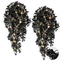 Artificial Black Hanging Flowers with Lights - Halloween Gothic Decor, 2 Pack - Variation: Black Rose