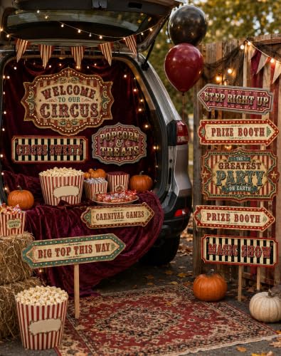 Halloween Creepy Circus Wall Decor Set - 20pcs Haunted Carnival Signs