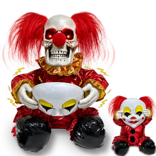 Animatronic Face Ripping Clown Decoration for Haunted House Halloween Scare