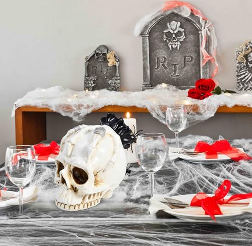 Life Size Halloween Skull Decoration with Skeleton Hand - Gothic Haunted House Decor