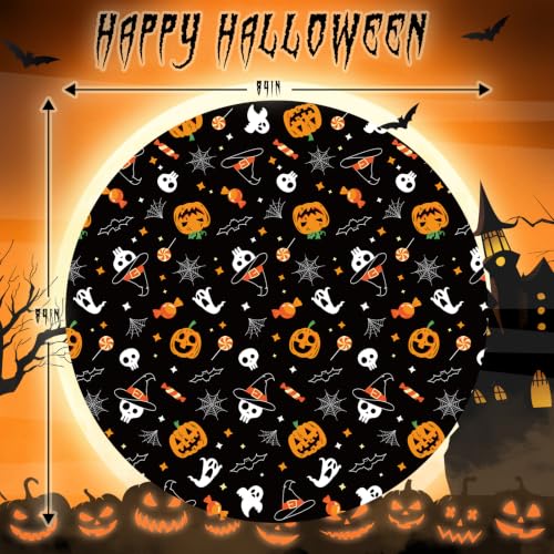 Halloween Tablecloth 4 Pack | Pumpkin Ghost Round Plastic Cover 84" - Home Decor & Party Supplies