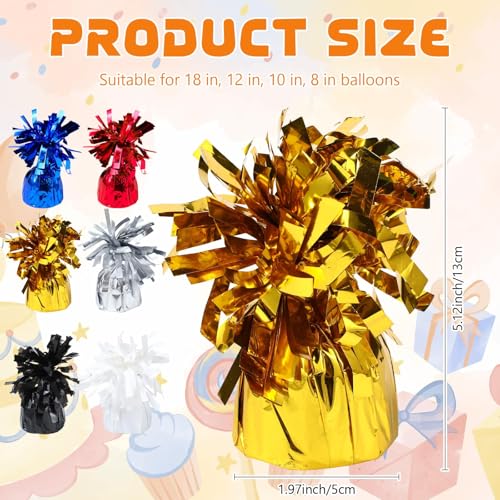 Balloon Weights Set 16 Pieces - Gold, Silver, Black Metallic Anchor Holders for Parties