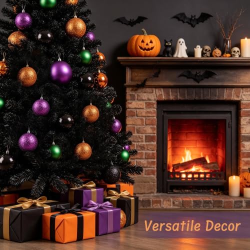 Halloween Ornaments Set - Black, Orange, Purple, Green, 50 Pieces for Tree Decor