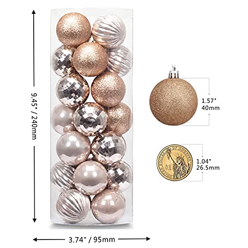 28PCS Shatterproof Christmas Ball Ornaments in Champagne Finish - 2.36" Regular Size