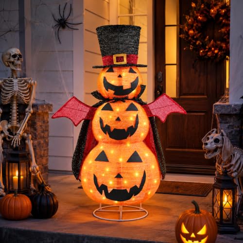 3.5FT 3-Tier Light-Up Halloween Pumpkin Decor for Indoor & Outdoor Yard