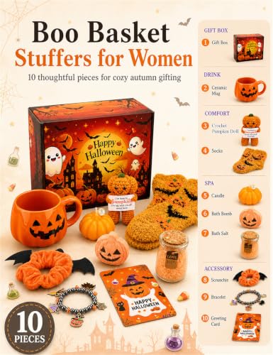 Halloween Boo Basket Kit with Pumpkin Theme for Women - Pumpkin Variation