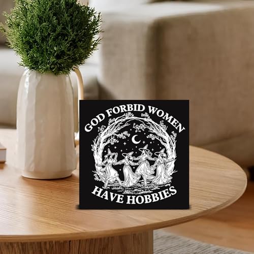Gothic Witch Decor Wooden Sign - Halloween Witchy Home Office Table Decor