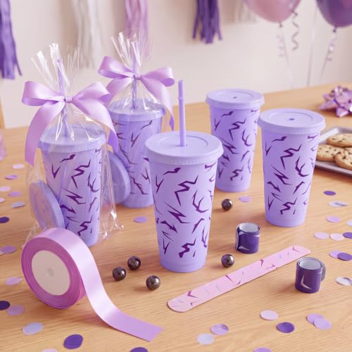 Dark Purple Lightning Cups & Slap Bracelets Party Favors Set - 12 Pack