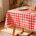 Red Gingham Vinyl Tablecloth with Flannel Backing 60x84 Inch Waterproof Outdoor Cover