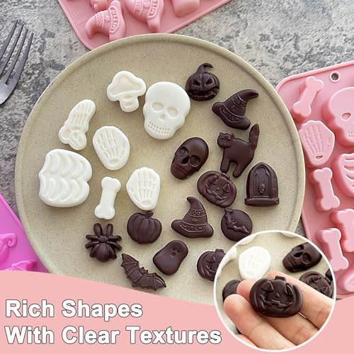 Pink Halloween Silicone Molds 3-Pack for Baking Candy & Cake Decorating