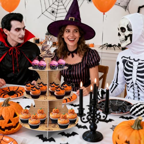 Gistome 3-Tier Wizard Castle Cupcake Stand - Brown Fantasy Dessert Display