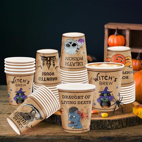 Halloween Disposable Paper Cups 48 Pack 9 oz Spooky Party Drinkware