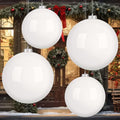 Large White Christmas Ornament Set - 8 & 6 Inch Holiday Decorations