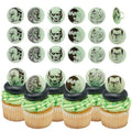 Halloween Monster Cupcake Toppers - Glow-in-The-Dark Plastic Cake Rings, 24 Pack