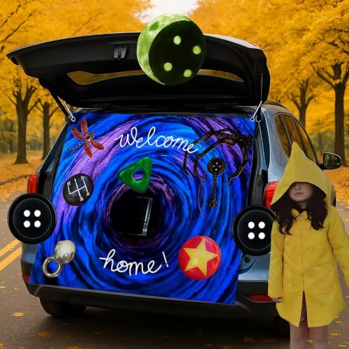 Halloween Car Trunk Decorations Kit with Welcome Banner & Stickers for SUV