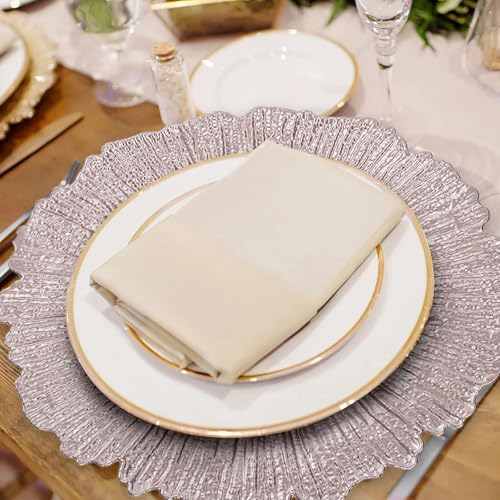 Pink Charger Plates Set of 12 - Reef Design for Dinner & Events - Variation of Pink / 1