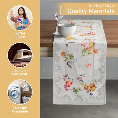 Maison d'Hermine Fruit D'Hiver Double Layer Cotton Table Runner 14.5x108 Inches